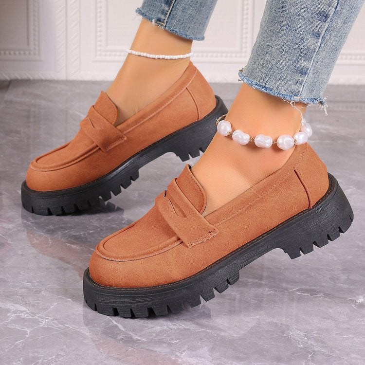 autumn new arrival: british style low-heel slip-on loafers - women's plus size export quality leather shoes for cross-border e-commerce