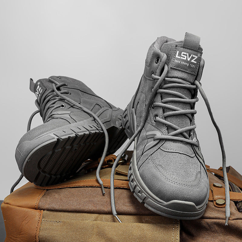 Boots men's shoes spring high-top british style retro mid-top workwear boots outdoor sports hiking desert combat boots