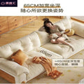 Wood style sofa cloud japanese style straight row small apartment classycasual sofa scandinavian living room solid wood fabric sofa