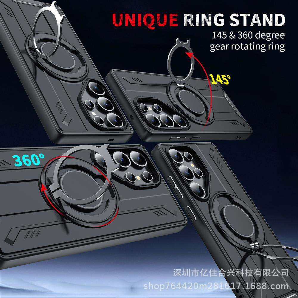 Suitable for samsung s26ultra lingsheng cross-border mecha mobile phone case a56 rotating magnetic bracket anti-fall protective cover