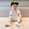 Baby romper, crawling suit, lightweight short-sleeve onesie, korean style summer knitted turn-down collar romper for baby boys