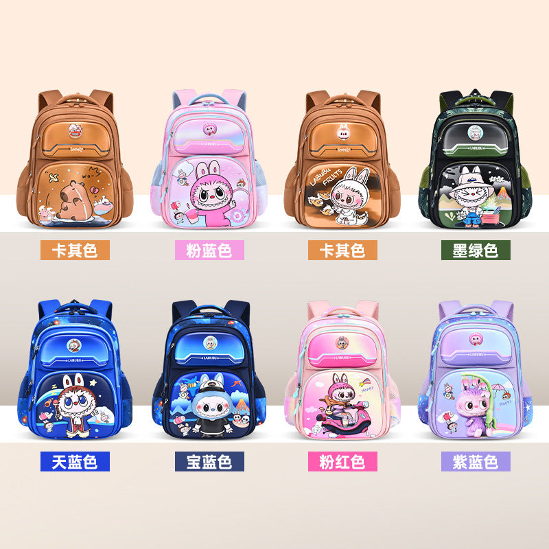 Labubu children's schoolbag new girls primary school students 2345th grade cartoon animation burden reduction ridge backpack