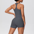 brushed back tight racerback high waist yoga suit sports running fitness shorts suit for women