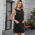 Fashion cross-border export women's clothing new arrival   washed backless casual vest dress suspender skirt