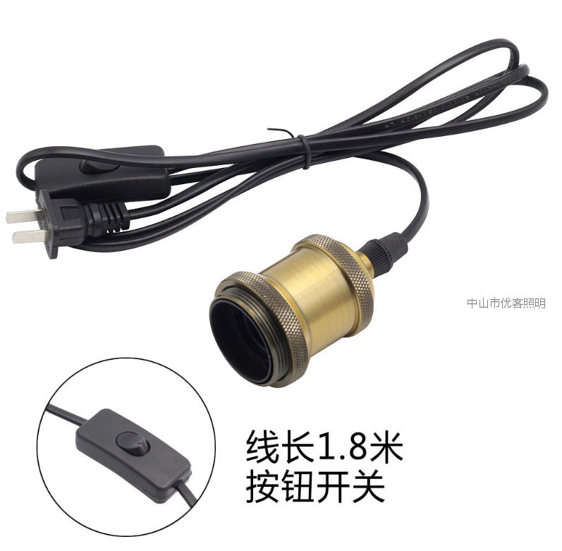 [Edison retro chandelier lamp head] Metal accessories dimming switch wire lamp holder E27 screw aluminum lamp head wire
