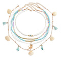 European and american cross-border jewelry: bohemian polymer clay beaded necklace, unique starfish and seashell pendant layered necklace for women