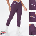 new arrivalfashioncontrast color cross tight high elastic high waist loose pants sports running fitness yoga nine-point pants