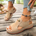 Export cross-border plus size women's shoes thick sole women's  new arrival plaid open toe sandals cut outcasual plus size sandals
