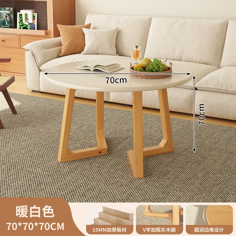 Japanese style solid wood living room coffee table small apartment insfor home log style round side table casual dining tea table