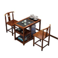 Solid wood balcony tea table small coffee table tea table and chair combination all-in-one complete set with water kettle stone plate zhuo casual