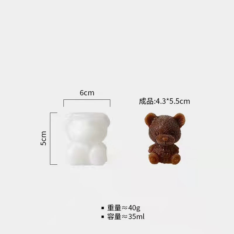 Bear ice cube mold household ice making silicone modeling ice grid ice box ice mold popsicle bear cartoon ice cream mold