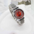 Anima red rhinestone steel band diamond-accented waterproof women's watch - luxury fashion quartz wristwatch with butterfly clasp