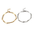 New stainless steel handmade bracelet for men and women, gold-tone oval adjustable metal chain bracelet