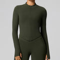 European and american style cross-border long-sleeve yoga top cardigan zipper quick-dry sports jacket stand collar slim fit outdoor fitness apparel