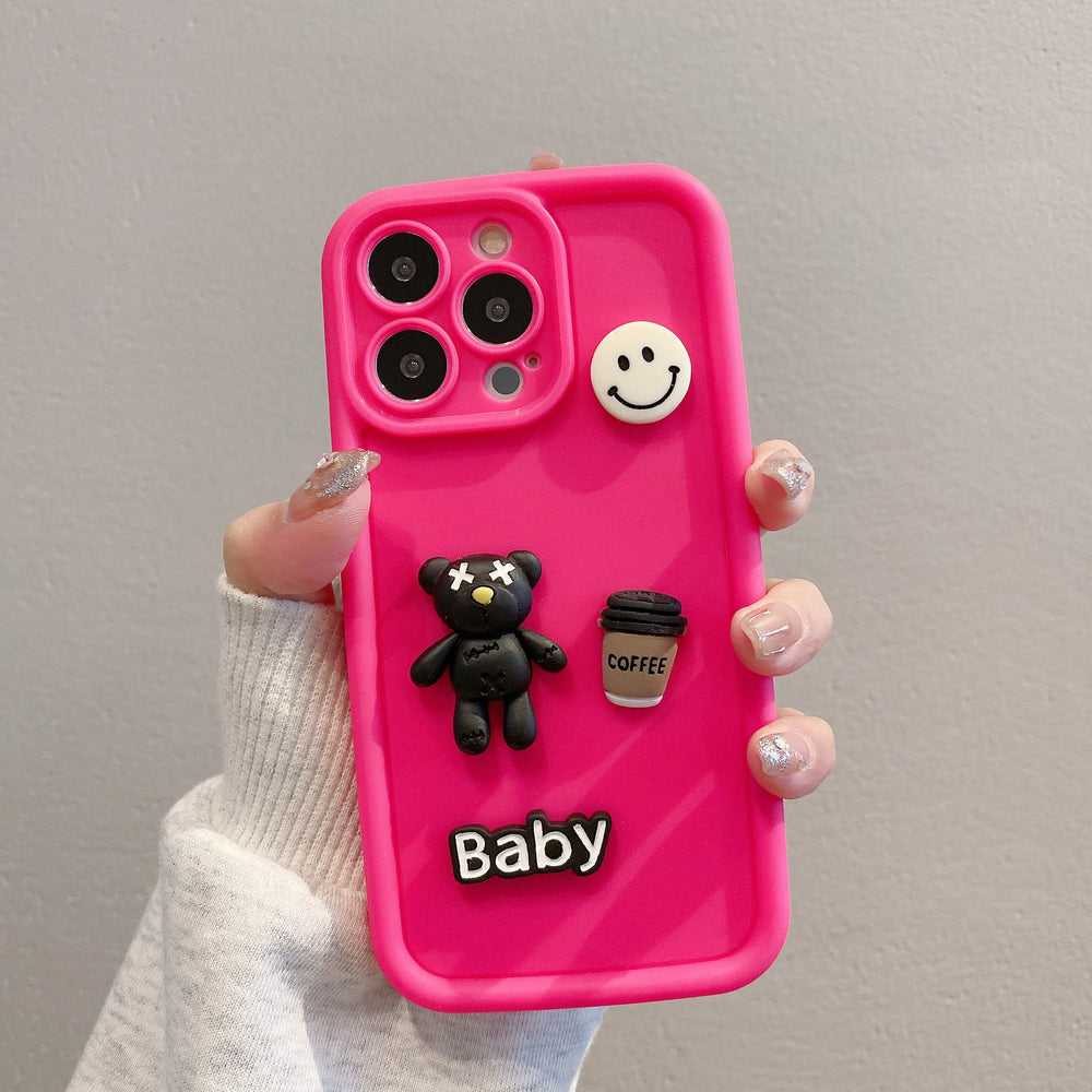 Gaozhu is suitable for apple 16pro stereo smiley face violent bear mobile phone case iphone12/11/xr all-inclusive protection
