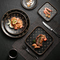 Creative black matte steak plate western dinner plate home nordic high-end dinner plate flat plate with rim restaurant hotel