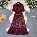 French sweet style pink hollow-out lace dress - women's summer korean style, slimming a-line dress for work and everyday wear