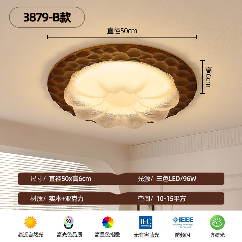 Wabi silent wind bedroom ceiling light walnut pattern retro wind bedroom ceiling light medieval master bedroom light minimalist study light