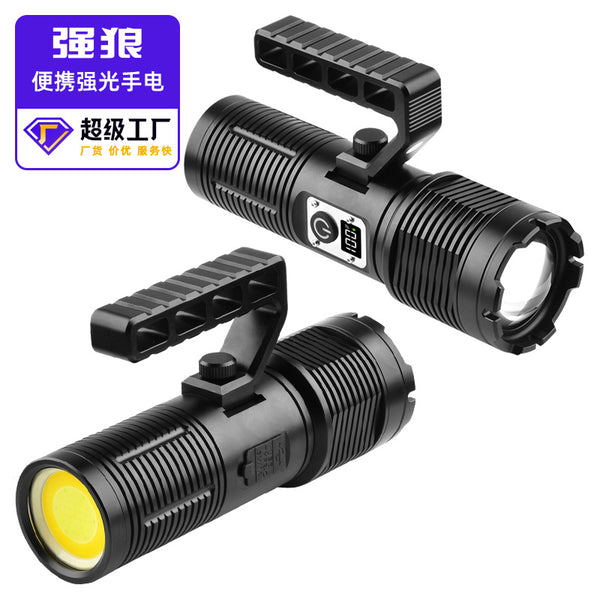 New high-power strong light flashlight super bright outdoor, white laser remote charging multi-function portable searchlight