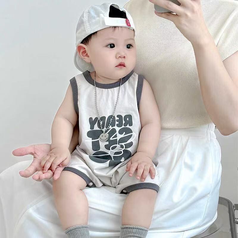 Newborn baby lightweight summer vest outfit, unisex baby cool romper, sleeveless bodysuit for summer, trendy one-piece