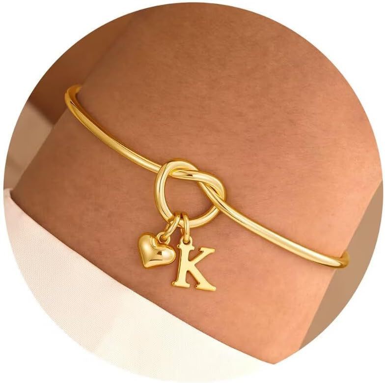 European and american cross-border 26 letter pendant stainless steel knotted heart bracelet personalized simple fashion versatile wrist chain for women