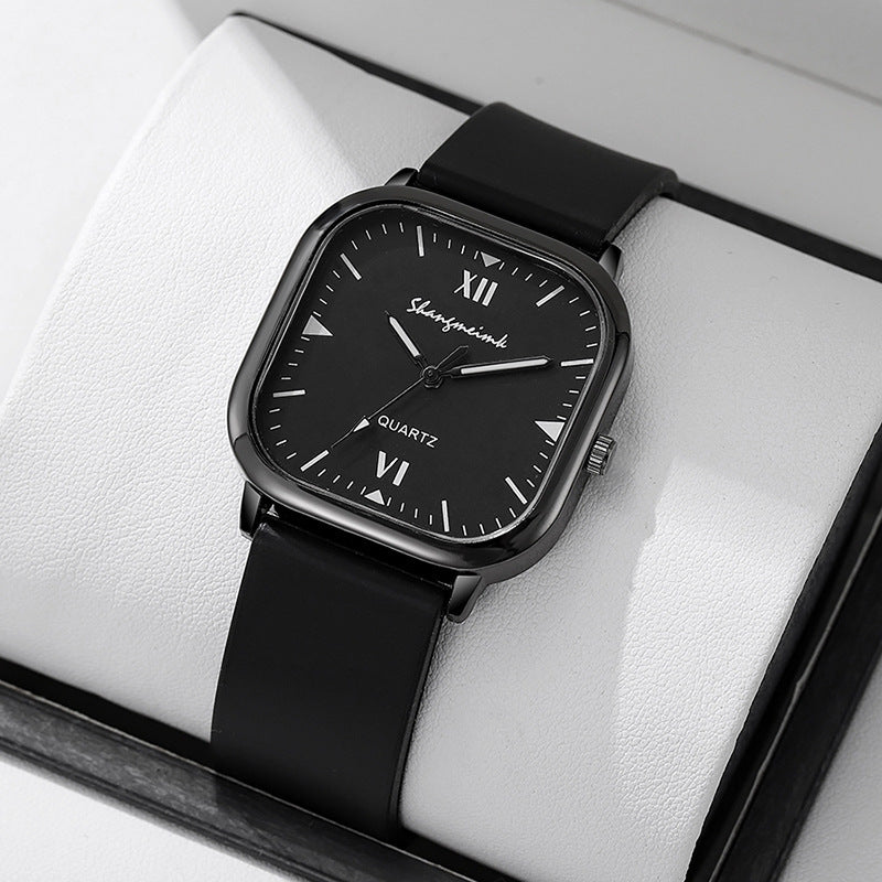 Shangmei square watch unisex fashion quartz watch minimalist trendy faux leather trim alloy manufacturer wholesale