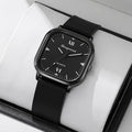 Shangmei square watch unisex fashion quartz watch minimalist trendy faux leather trim alloy manufacturer wholesale