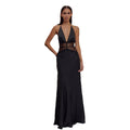 summer new arrivals: women's deep v backless maxi dress - lace, sheer, sexy, and slim-fit for cross-border e-commerce