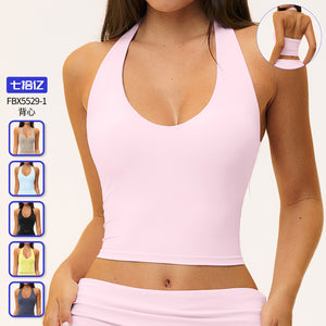 halter back sports intimates with breast pad v neck tight breathable quick-drying outdoor yoga vest women 5529