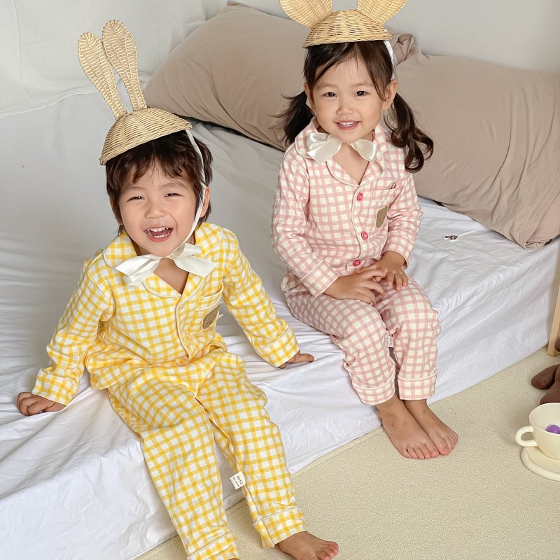 Kids stand collar pajamas fall and winter pure cottonlong sleeves baby home clothes boys and girls new arrivalautumseparatessuit