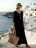 effortless chic european & american style cross-border dress - fashionable v-neck maxi dress, relaxed fit, elegant, perfect for everyday wear, travel, and vacation