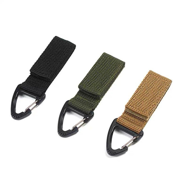 Outdoor tactical nylon webbing backpack buckle single point triangular buckle multi-functional mountaineering buckle D type hanging ring keychain