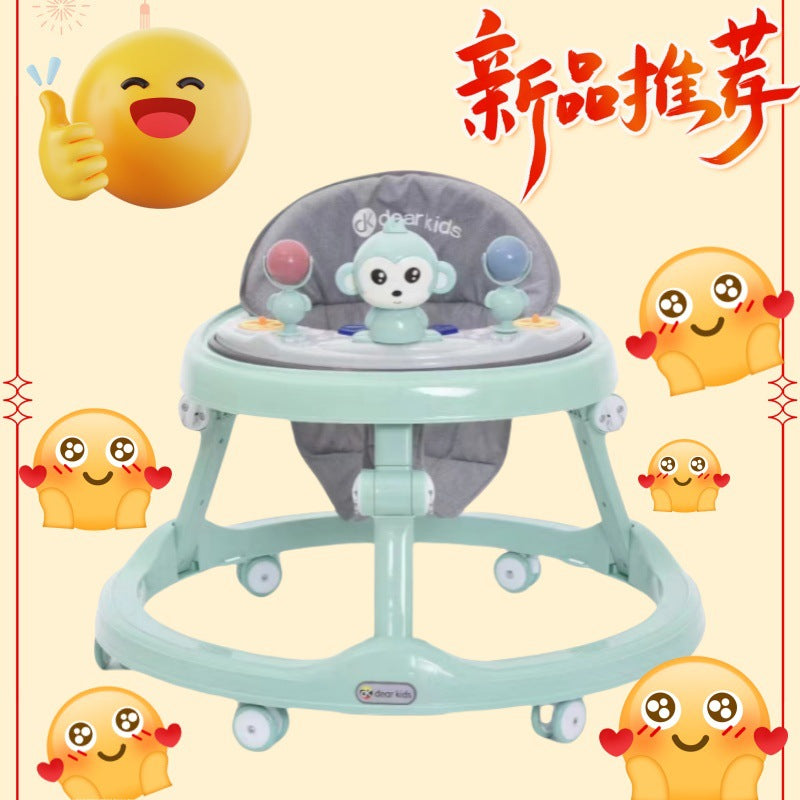 Monkey baby toy baby walker wear-resistant silent wheel baby walker multi-function anti-rollover hand push learning line