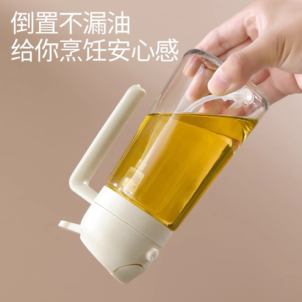Oil sprayer bottle - dual-use, mist & pour, kitchen glass, leak-proof, non-stick, for soy sauce, vinegar & seasonings