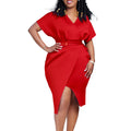spring new fashion european and american style  v-neck sexy slit dress - wholesale foreign trade dress