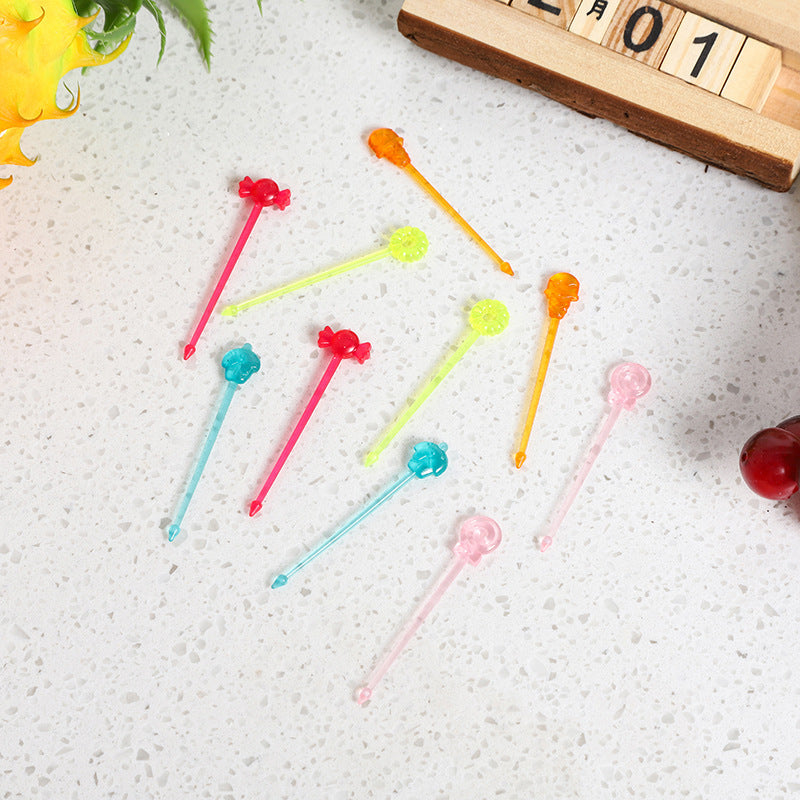 Japanese cartoon fruit picks creative children's food forks cake forks cute animal dessert forks plastic fruit forks