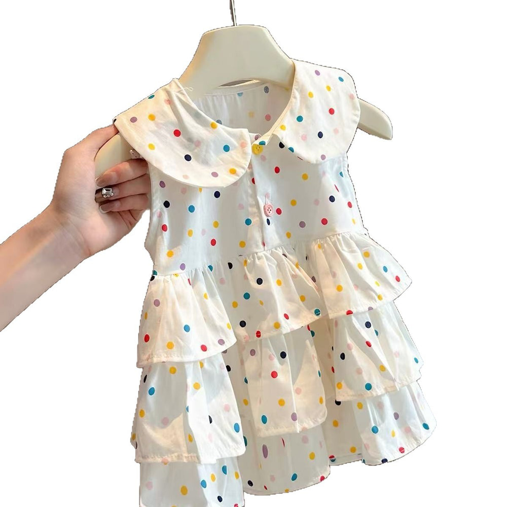 Girls' summer dress - lightweight baby clothes, cute baby girl's first birthday dress, cake skirt, polka dot romper dress