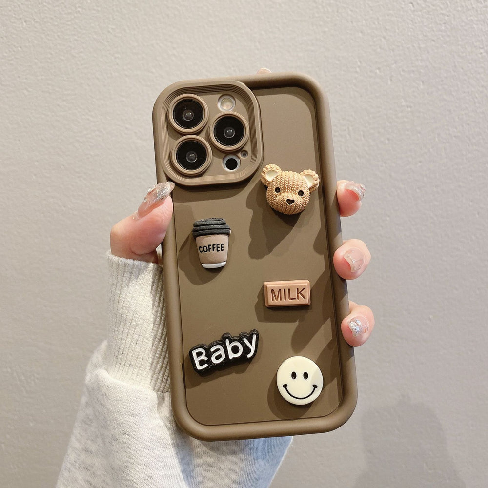 Gaozhu is suitable for apple 16pro coffee bear jewelry mobile phone case iphone11/12 all-inclusive anti-fall protective cover