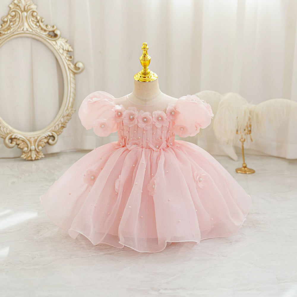 New in stock: girls' floral wedding dress princess gown - perfect for baby's first birthday party!