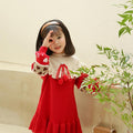 Girls' knit sweater dress - new autumn/winter  collection - kids' long knit dress with pom-poms - baby girl's new year's long dress