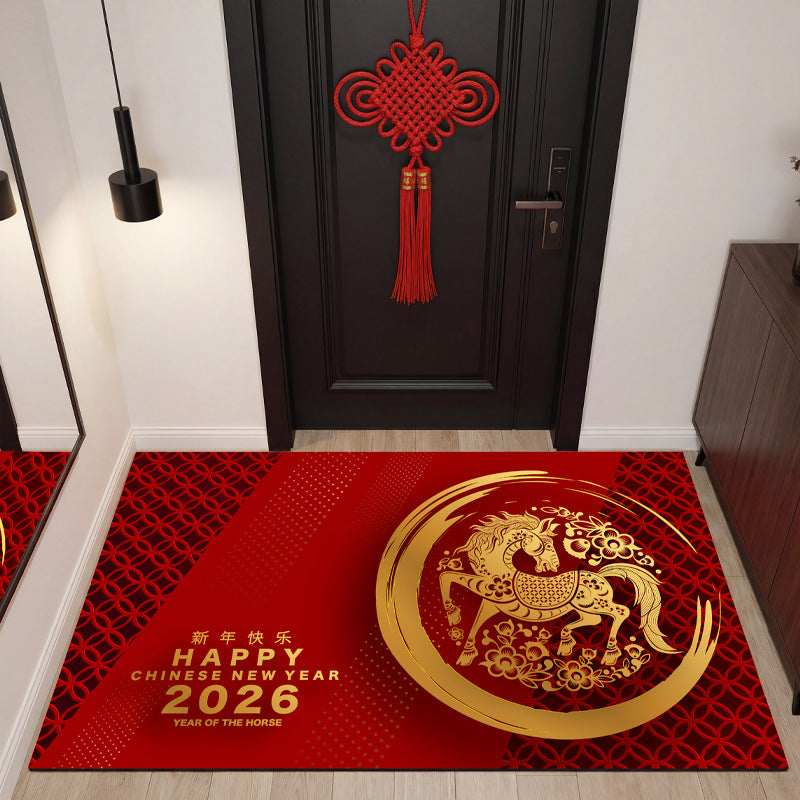 2026 year of the horse new year spring festival red doormat festive entrance mat entrance foot mat dust removal doorway carpet