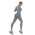 European and american style ruched seamless yoga set for women - high waist peach lift tight workout long sleeve fitness yoga pants two-piece set
