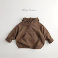 Hoodie: practical, stylish korean-style kids' sweater for autumn and winter. chic solid color, retro casual knit hoodie for baby boys and girls