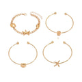 Wholesale ocean breeze bracelet set - european & american cross-border jewelry, seashell & starfish, elegant & versatile design, open bangle