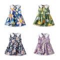 Wholesale foreign trade spring/summer new arrivals: printed floral european and american style girls' dresses, baby turn-down collar sleeveless princess dresses