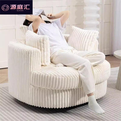 Cream style lazy sofa corduroy swivel chair living room for homeaccessible luxury pink casual chair single sofa chair