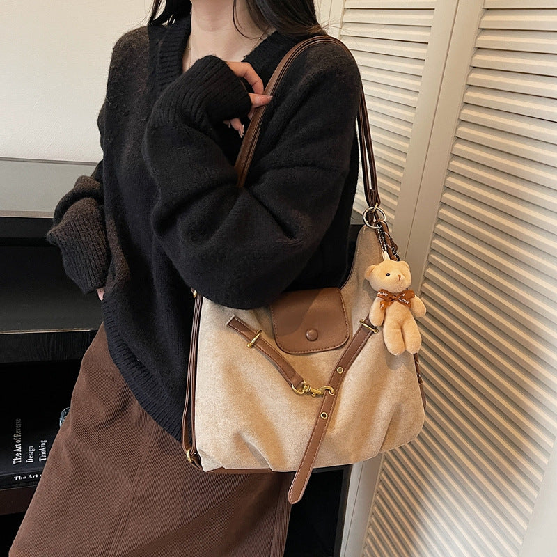 Multifunctional single and double shoulder bag, large capacity tote bag, autumn new arrival leopard print trendysatchel bag, work clothing bag
