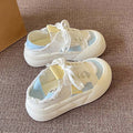 2026 new summer/autumn two-wear slip-on chunky sole canvas sneakers - women's student style, white shoes, versatile bread shoes