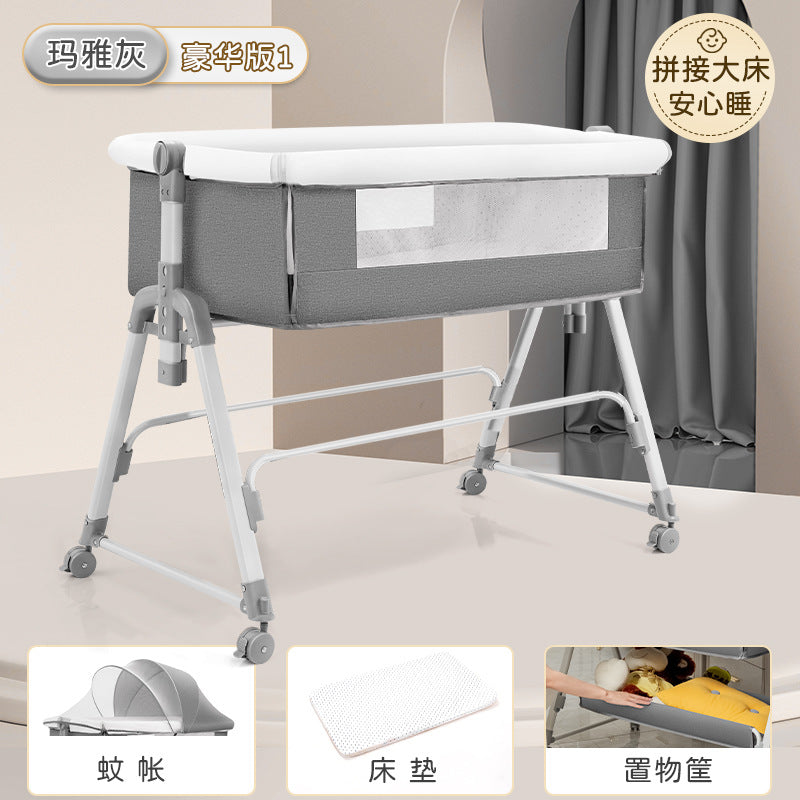 Baby crib baby rocking bed patchwork large bed kids multifunctional foldable adjustable bb newborn toddler cradle bed