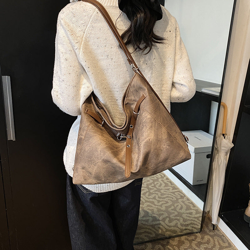 Multi-purpose large-capacity retro 2025 new autumn and winter casual solid color single double shoulder crossbody commuter single shoulder tote bag